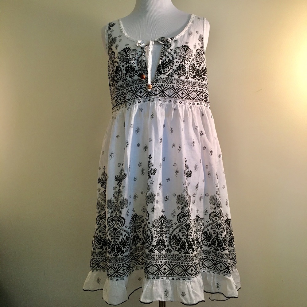 Y2K White Boho Coverup Dress Sz S